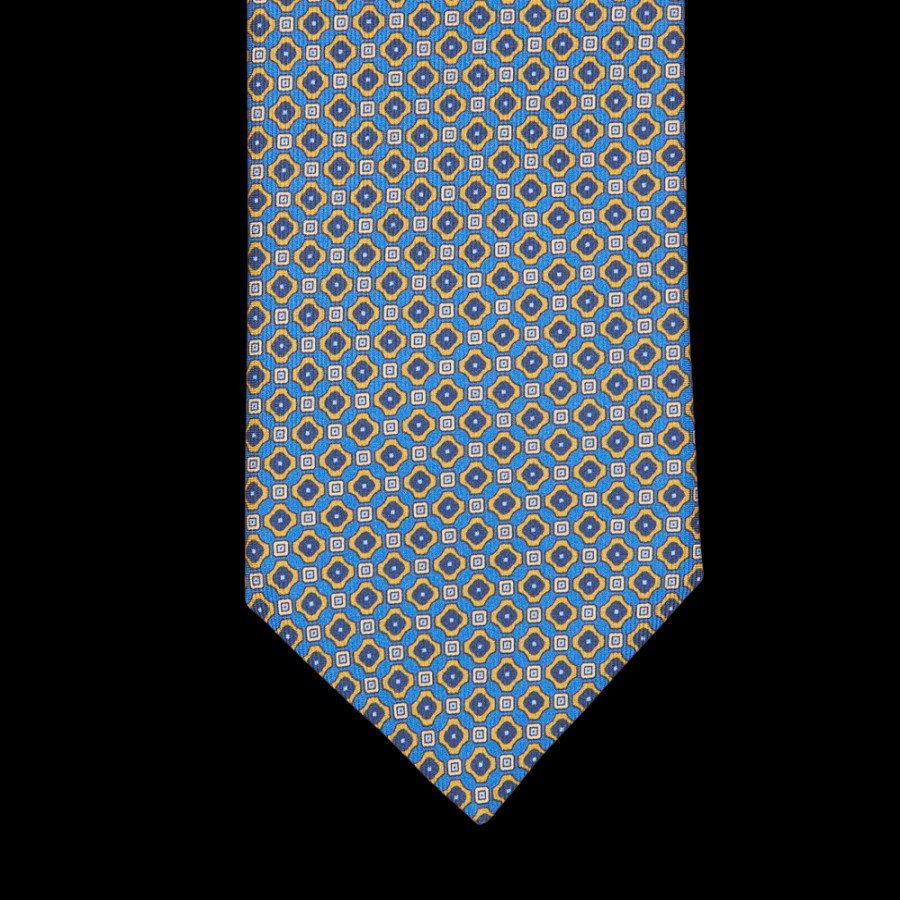 Silvio Fiorello Blue Geometrical Print 36Oz Silk Twill Tie Online