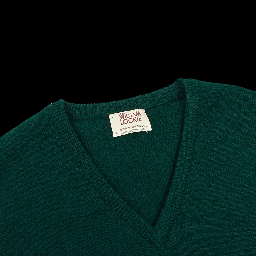 William Lockie Bottle Green Lambswool Slipover Hot