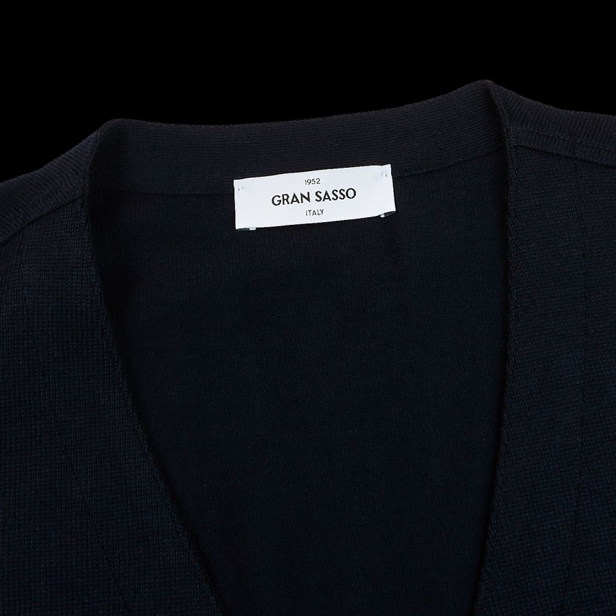 Gran Sasso Navy Blue Knitted Merino Wool Waistcoat Online