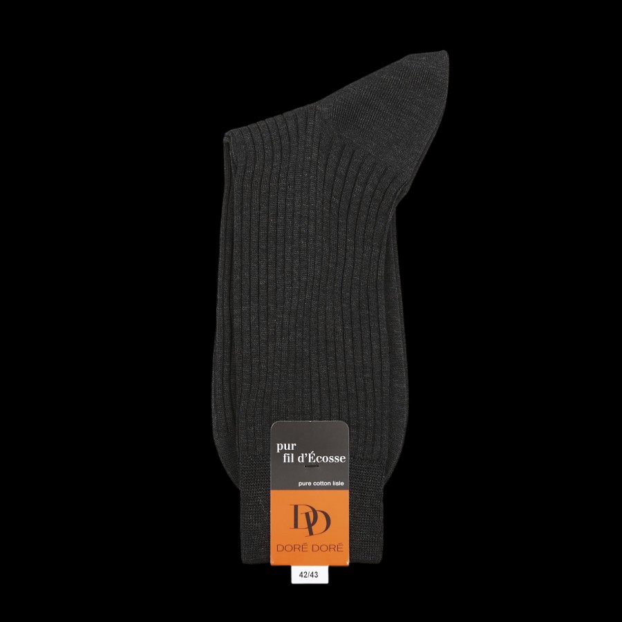 Doré Doré Otarie Grey Cotton Fil D'Ecosse Ribbed Socks Wholesale