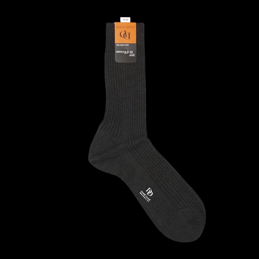 Doré Doré Otarie Grey Cotton Fil D'Ecosse Ribbed Socks Wholesale