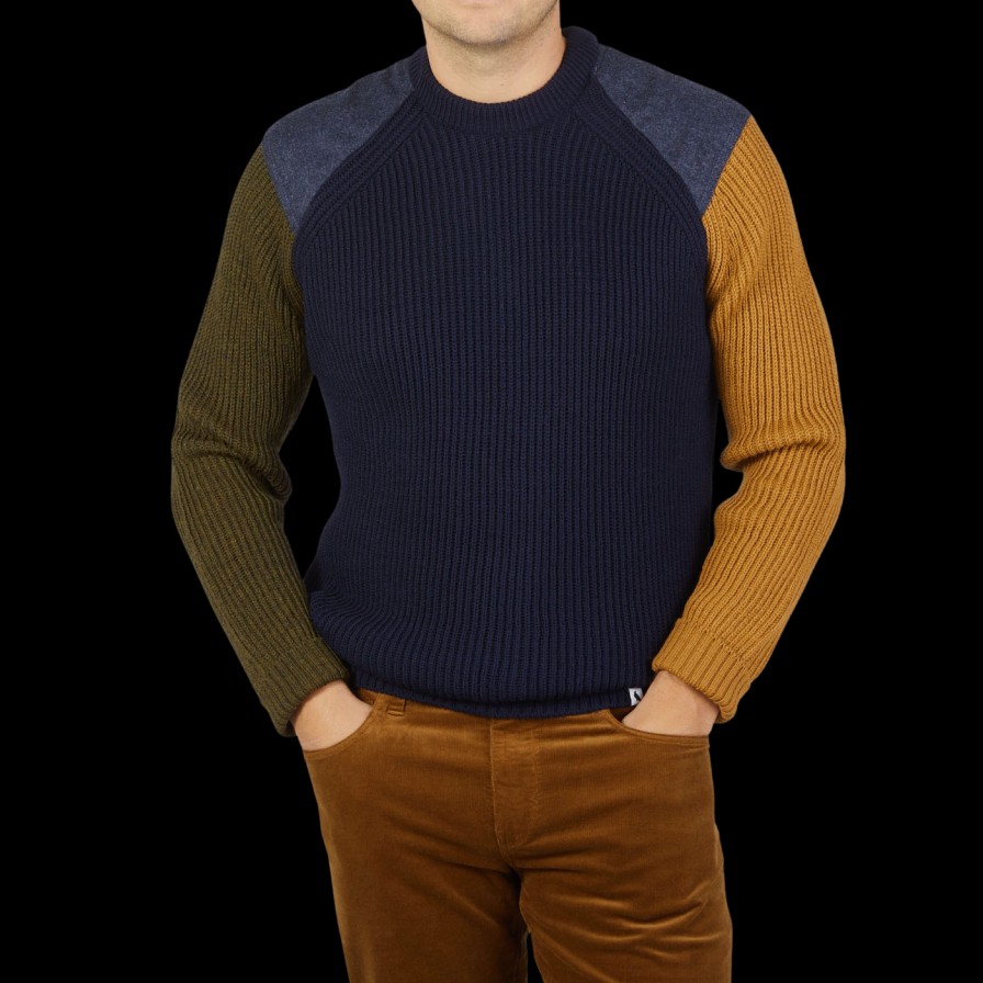 Peregrine Navy Merino Wool Thomas Funky Jumper Clearance