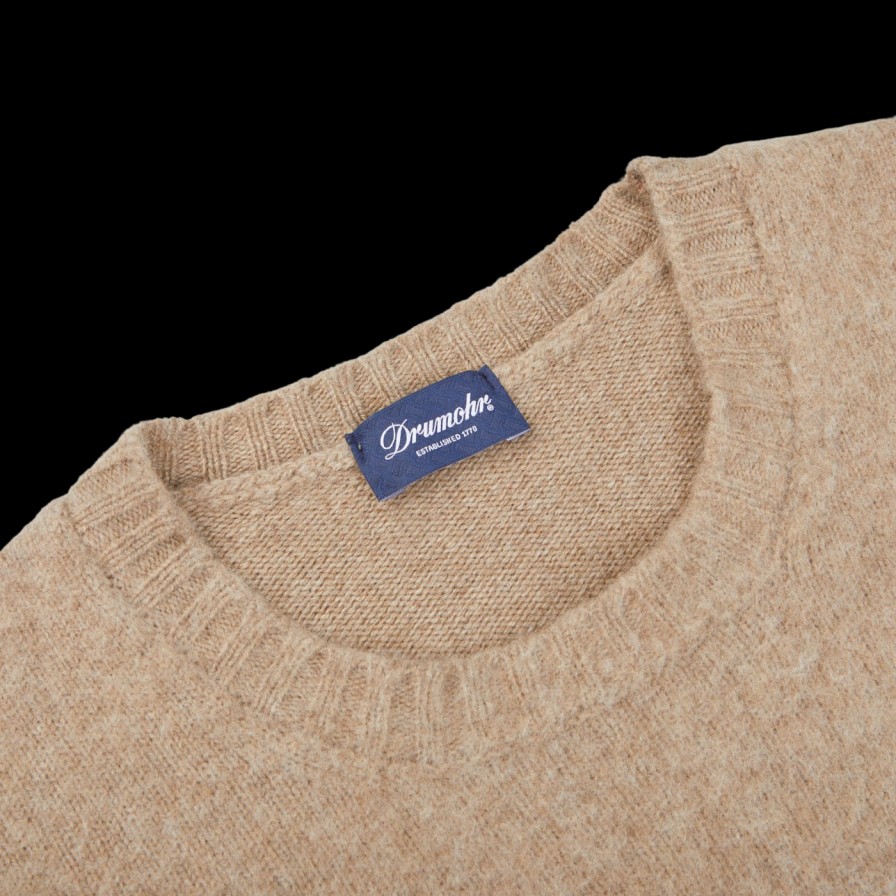 Drumohr Beige Brushed Lambswool Crew Neck Sweater Best