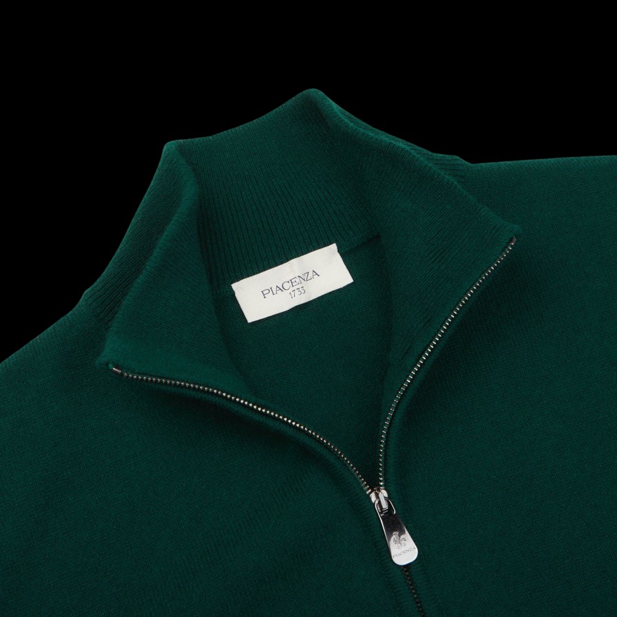 Piacenza Cashmere Bottle Green Cashmere 1/4 Zip Sweater Hot