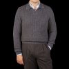 Altea Blue Melange Wool Cashmere Ls Polo Clearance