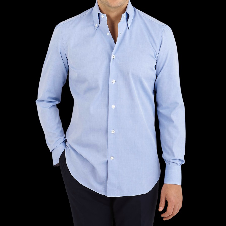 Mazzarelli Light Blue Oxford Button Down Regular Shirt Clearance