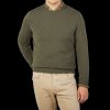 Filippo de Laurentiis Loden Green Wool Cashmere Crewneck Sweater New