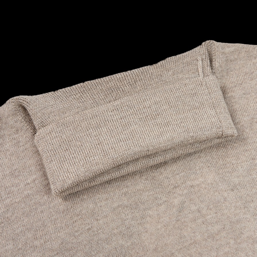 Gran Sasso Light Beige Extra Fine Merino Roll Neck Wholesale