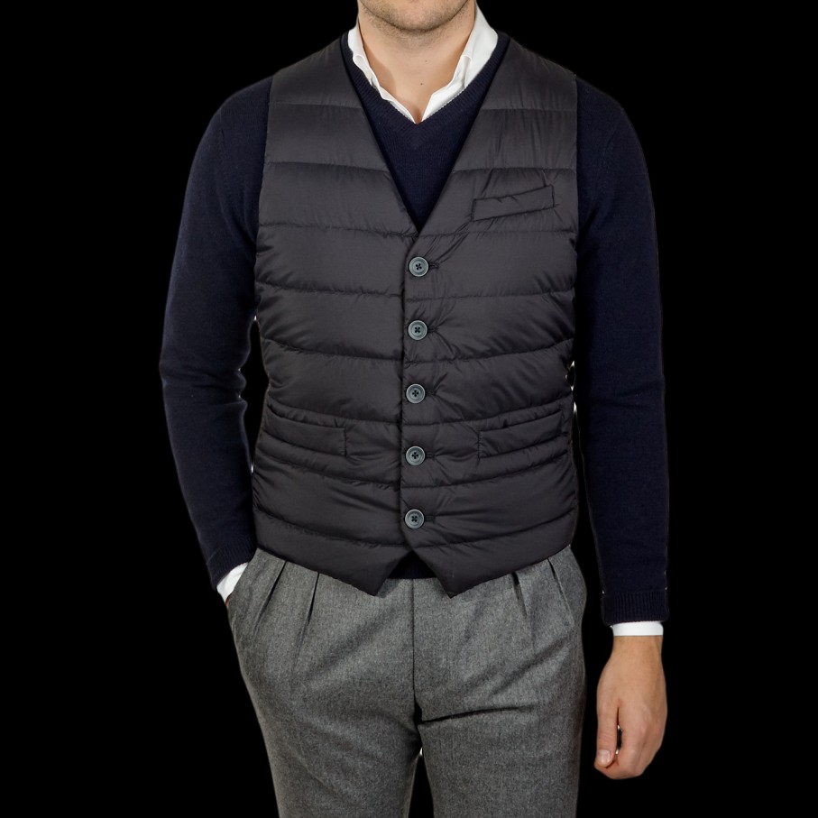 Herno Navy Light Goose Down Legend Gilet Wholesale