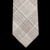 Dreaming Of Monday Beige Checked 7-Fold Wool Silk Linen Tie Best