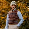 William Lockie Light Brown Fair Isle V-Neck Lambswool Slipover New