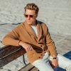 William Lockie Brown Camel Hair Shawl Collar Cardigan Best