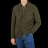 Zanone Military Green Wool Shawl Collar Cardigan Hot