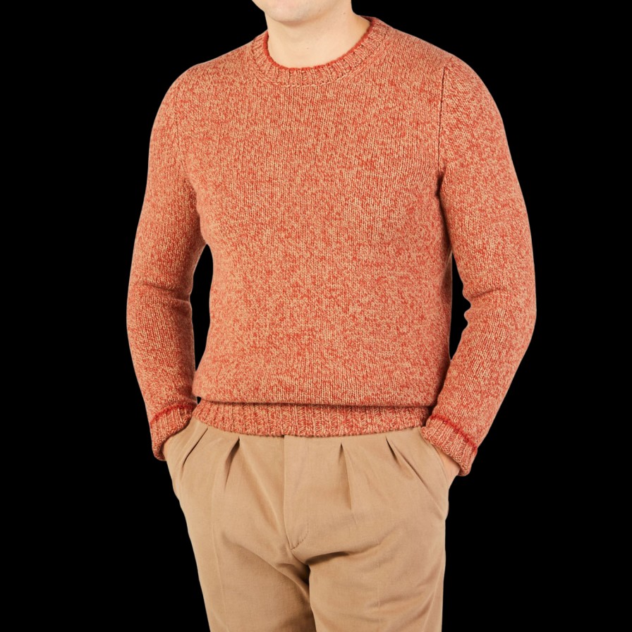 Gran Sasso Orange Melange Wool Geelong Crewneck Online