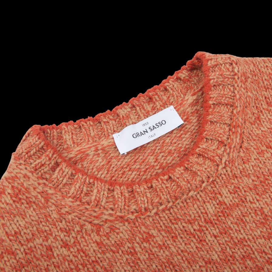 Gran Sasso Orange Melange Wool Geelong Crewneck Online