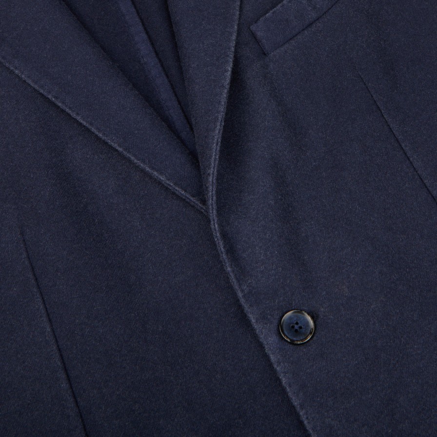 L.B.M. 1911 Dark Blue Washed Wool Cashmere Blazer Hot