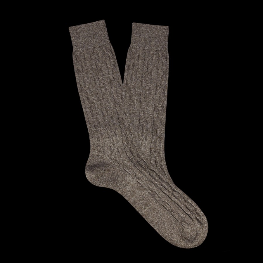 Bresciani Brown Cable Knitted Cashmere Socks Online