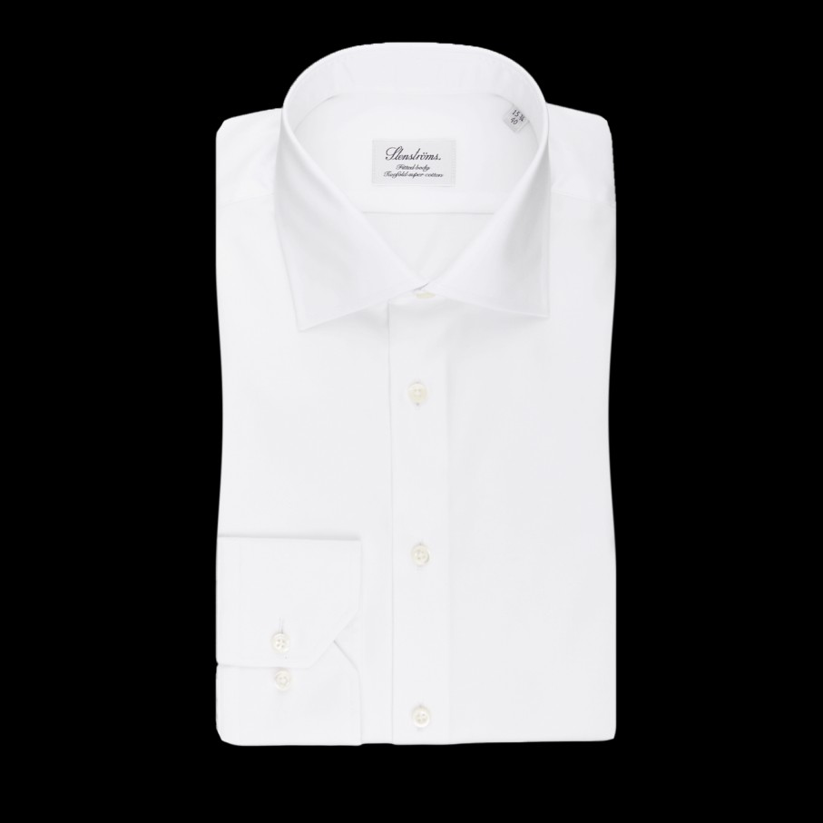 Stenströms White Fitted Body Single Cuff Shirt Best