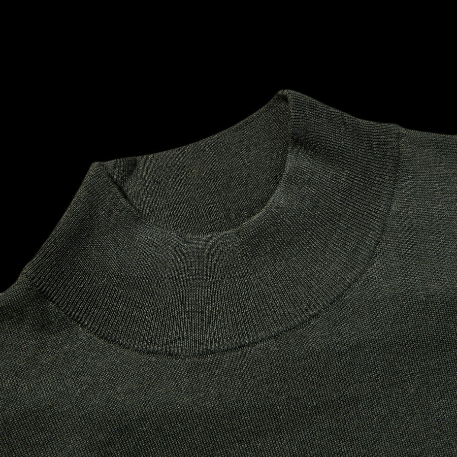 Fedeli Green 140S Wool Mockneck Sweater Wholesale