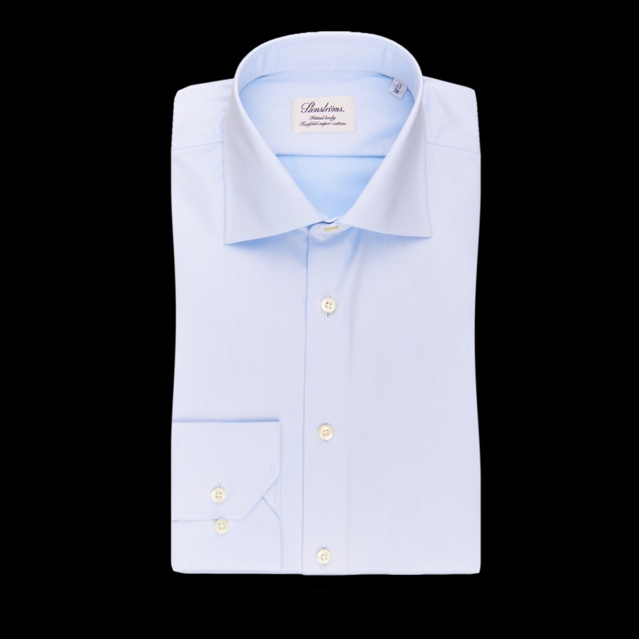 Stenströms Light Blue Fitted Body Single Cuff Shirt Online