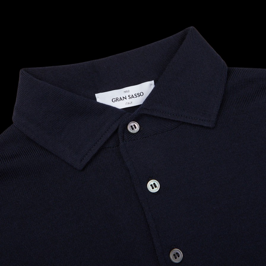 Gran Sasso Navy Extra Fine Merino Wool Polo Shirt Best