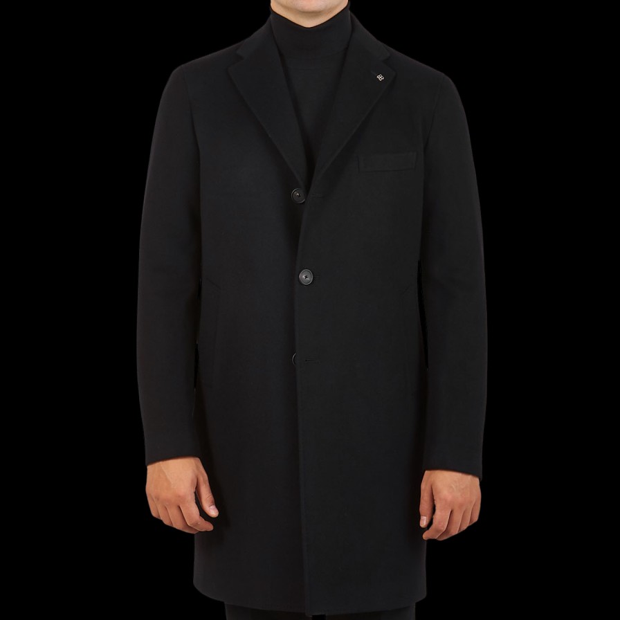 Tagliatore Black Wool Cashmere Tailored Coat Clearance