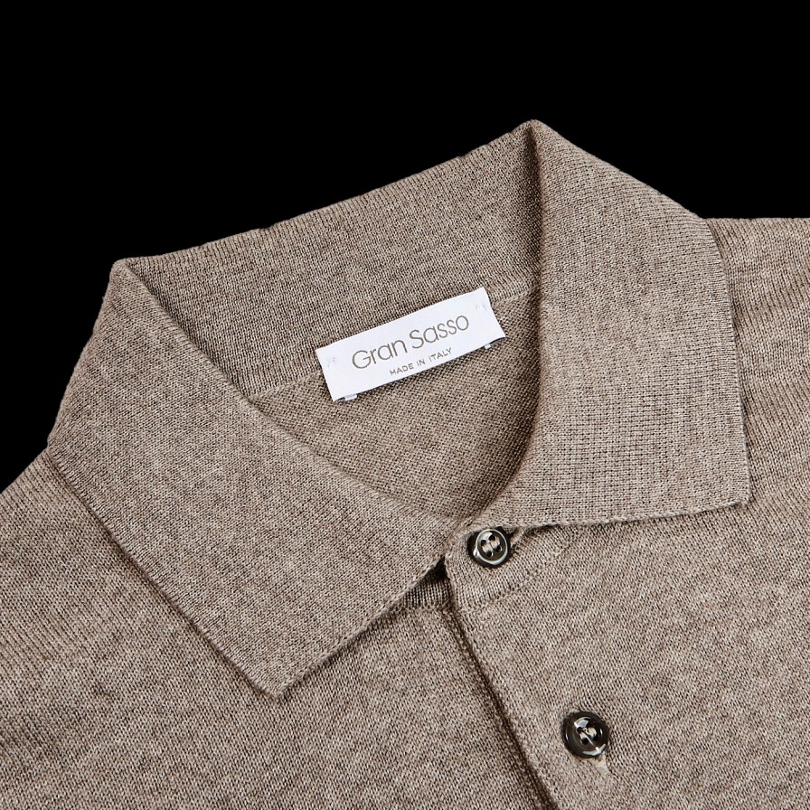 Gran Sasso Beige Extra Fine Merino Wool Polo Shirt Best