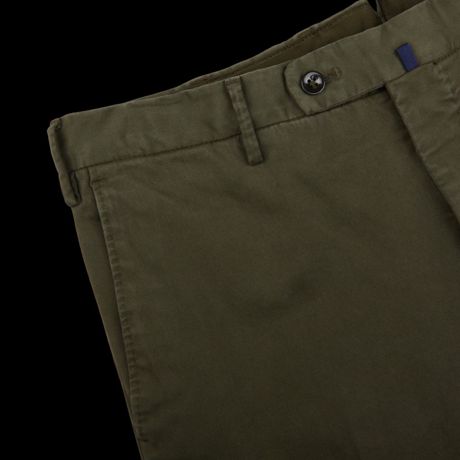 Incotex Moss Green Cotton Stretch Comfort Chinos Wholesale