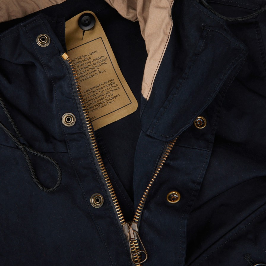 Ten C Dark Blue Technical Cyclone Parka Wholesale