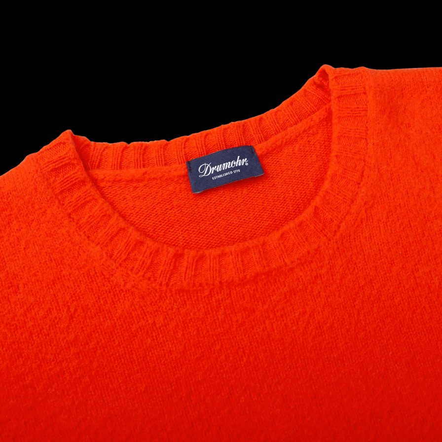 Drumohr Muted Orange Brushed Lambswool Crew Neck Sweater Wholesale