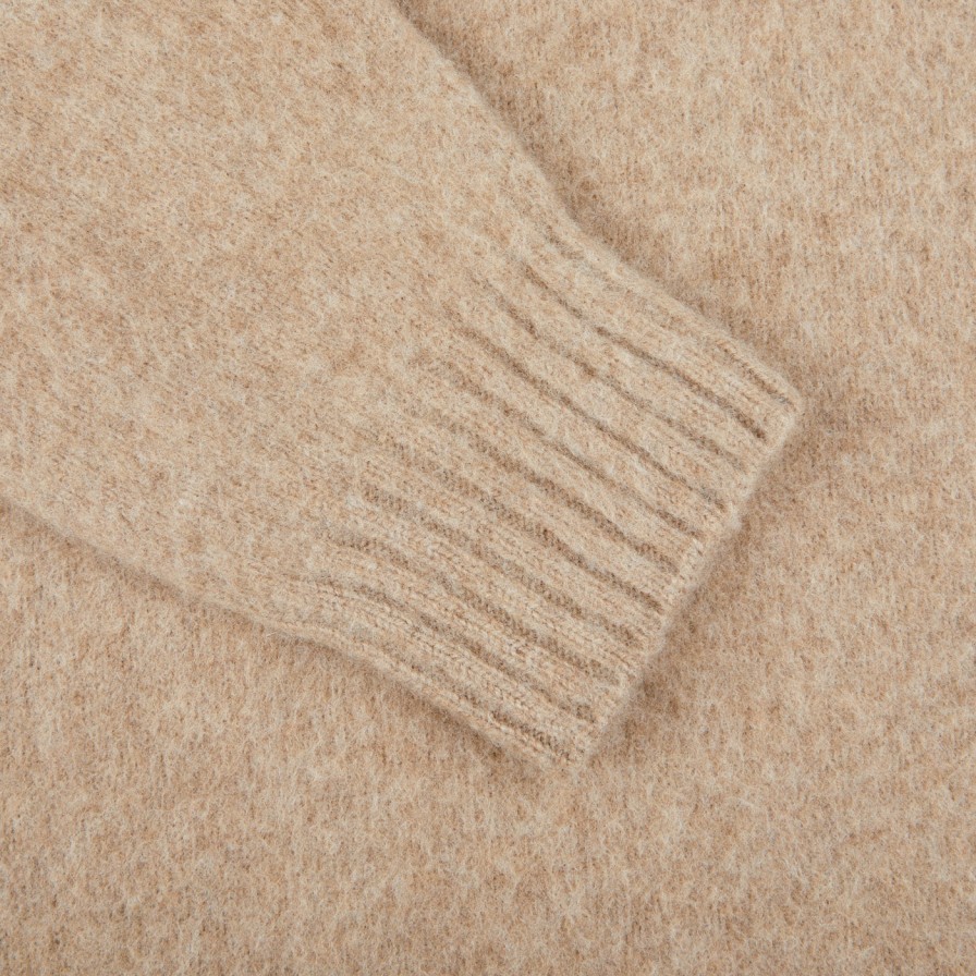 Drumohr Beige Brushed Lambswool Crew Neck Sweater Clearance