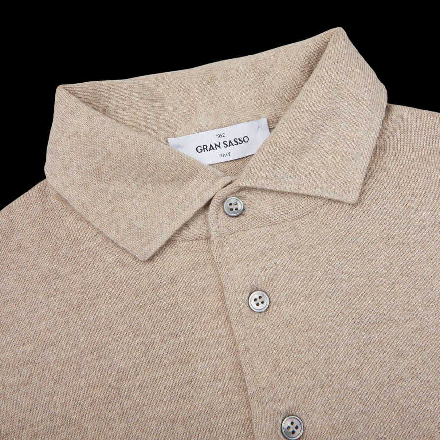 Gran Sasso Light Beige Extra Fine Merino Wool Polo Shirt Best