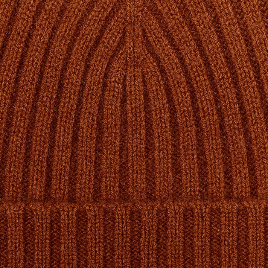 Amanda Christensen Dark Orange Ribbed Cashmere Beanie Clearance