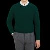 William Lockie Bottle Green Crew Neck Cashmere Sweater Wholesale