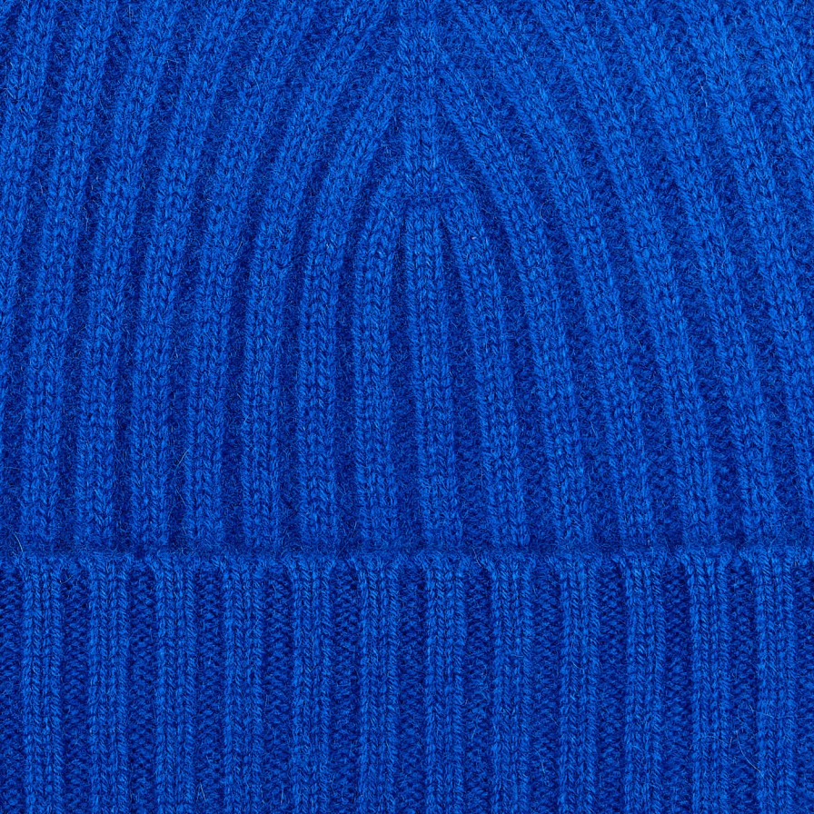 Amanda Christensen Blue Ribbed Cashmere Beanie New