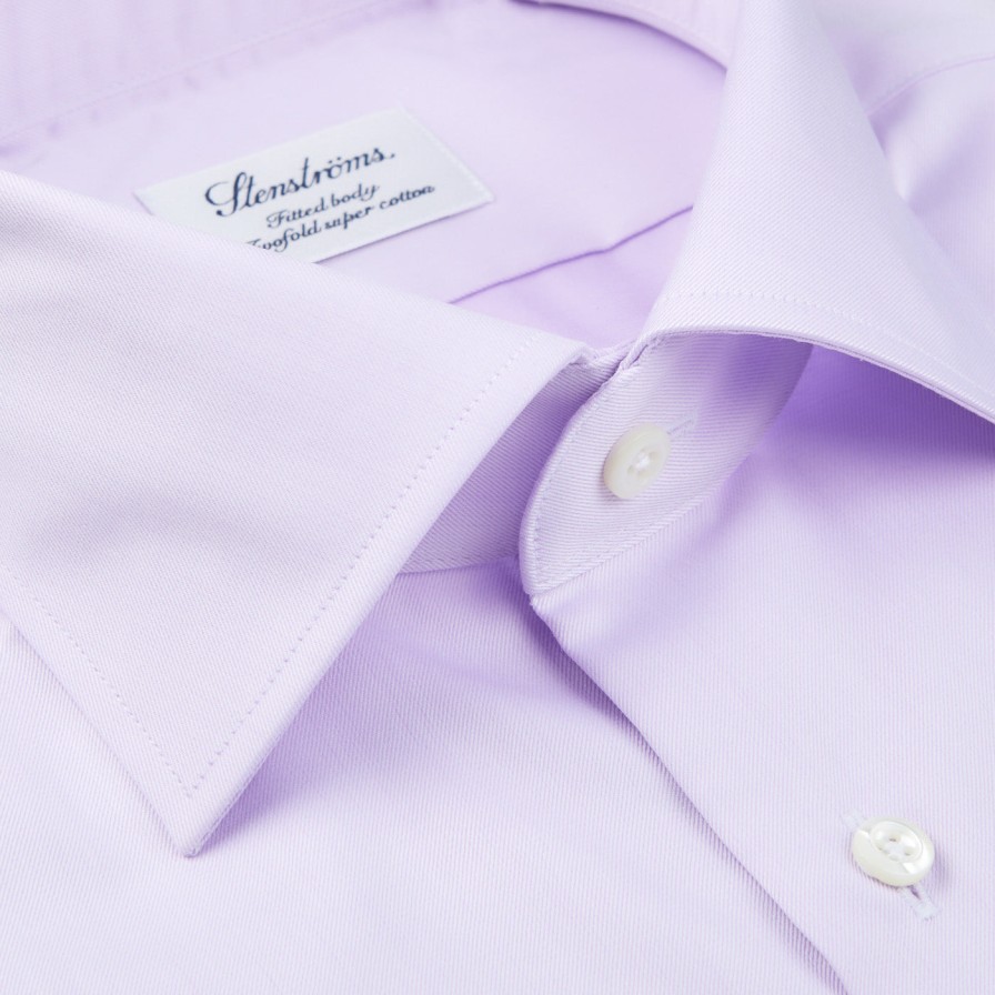 Stenströms Purple Cotton Twofold Fitted Body Shirt Hot