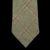 Dreaming Of Monday Green Windowpane 7-Fold French Linen Tie New