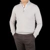 Gran Sasso Light Taupe Cashmere 1/4 Zip Sweater Clearance