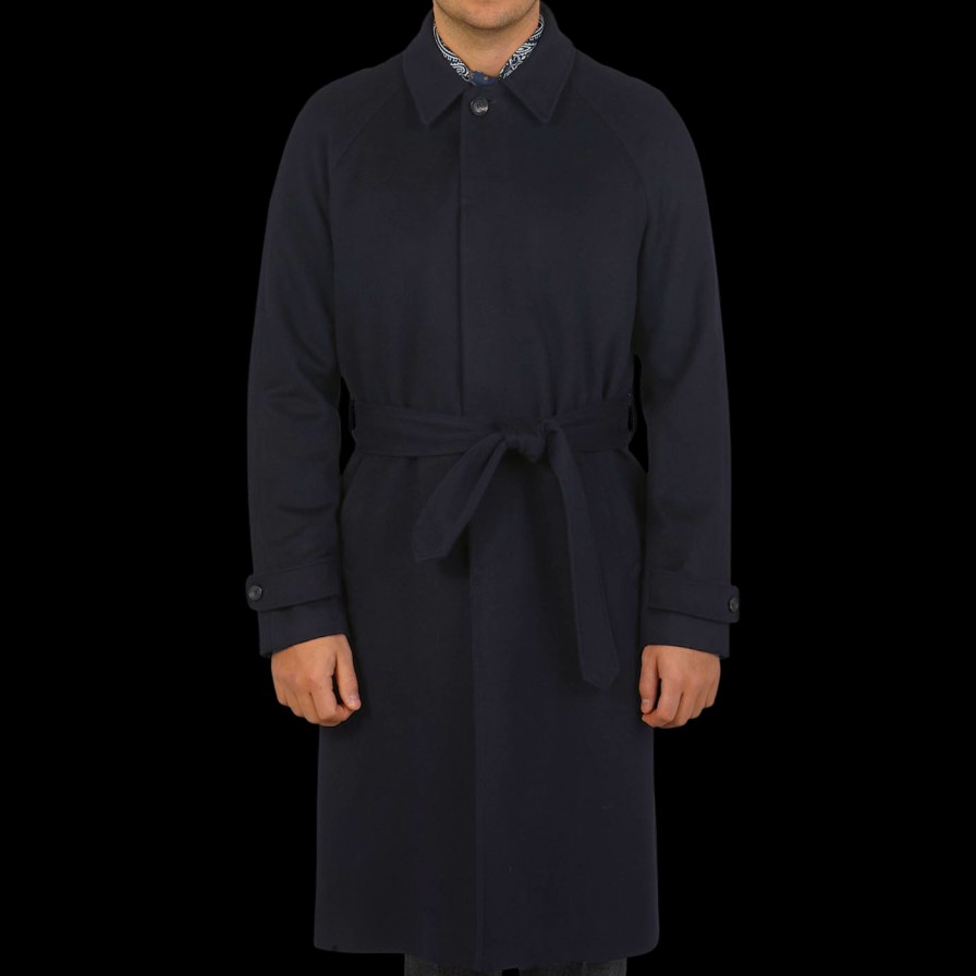 Studio 73 Navy Blue Wool Cashmere Raglan Coat Wholesale