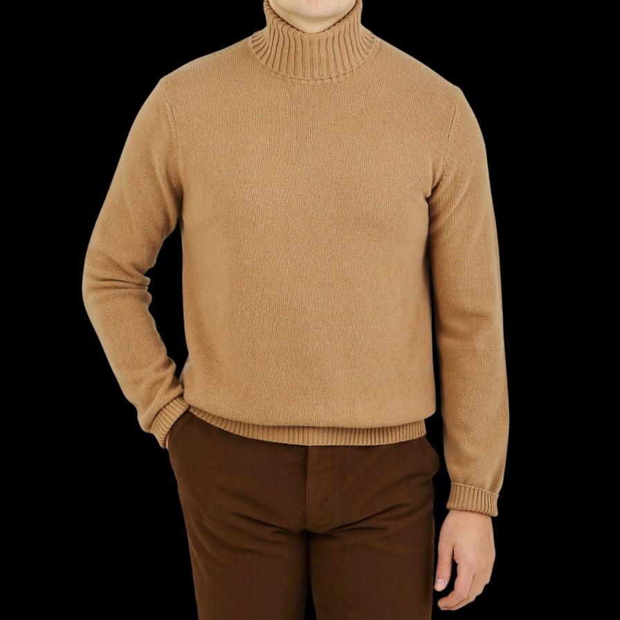 Morgano Camel Brown Heavy Wool Cashmere Rollneck Best