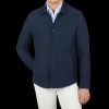 Maurizio Baldassari Navy Blue Cotton Cashmere Mesh Overshirt Wholesale