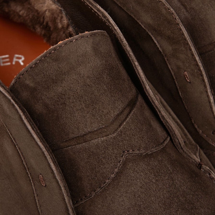 Andrea Ventura Dark Brown Suede Oyster Zenit Slippers Online