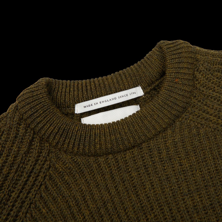 Peregrine Olive Green Merino Wool Ford Crewneck Clearance