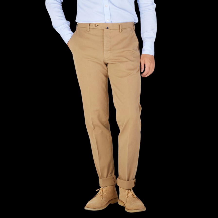 Incotex Khaki Beige Cotton Stretch Regular Fit Chinos Best