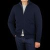 Gran Sasso Navy Blue Faux Fur Lined Cashmere Blouson New