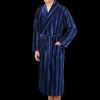 Derek Rose Blue Striped Cotton Velour Towelling Gown Hot