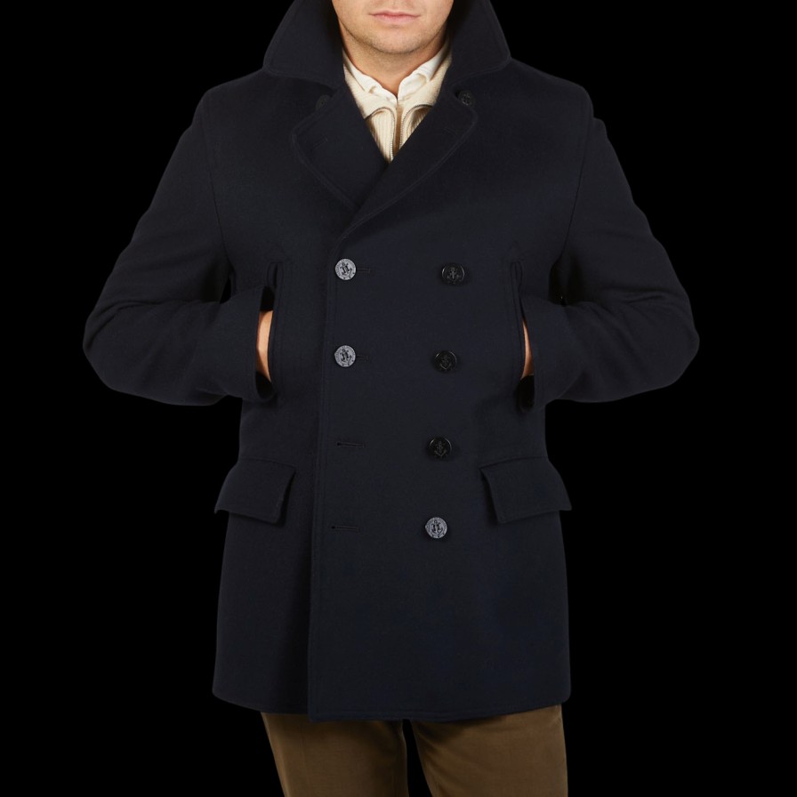 Gloverall Navy Wool Churchill Peacoat Wholesale