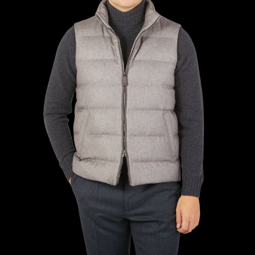 Herno Taupe Beige Cashmere Silk Padded Gilet Online