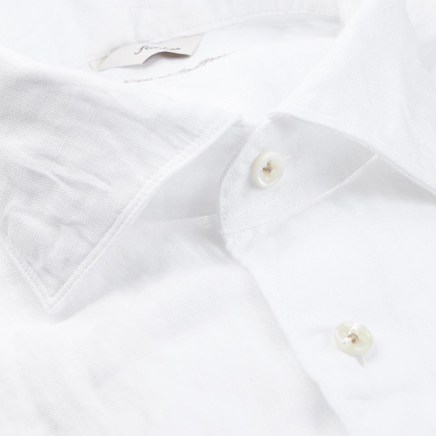 Stenströms White Linen Cutaway Slimline Shirt Clearance