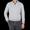 Gran Sasso Light Grey Wool Cashmere 1/4 Zip Sweater Best